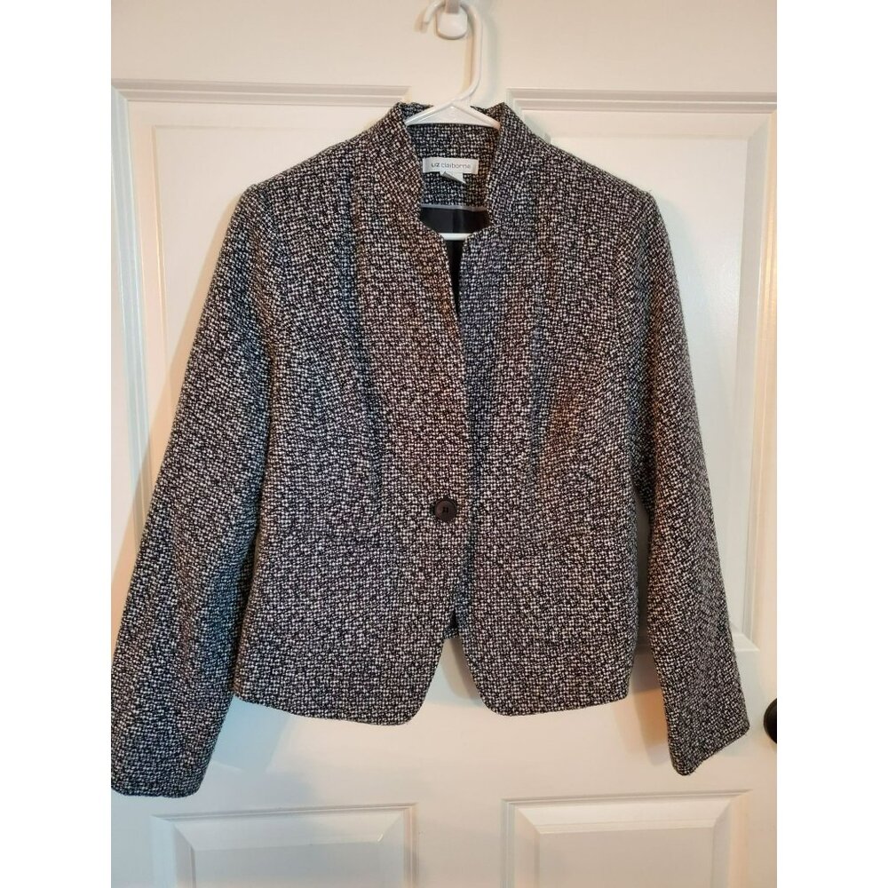 Liz Claiborne Blazer/Jacket/Business Black/White Size Medium button closure